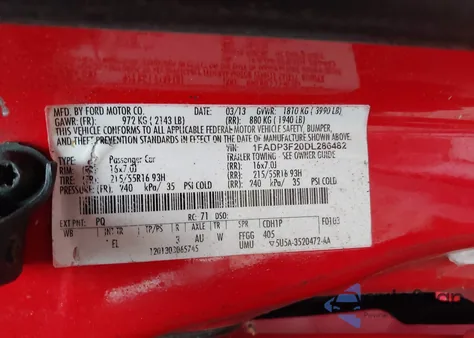 2013 Ford Focus Se from USA, damaged, VIN 1FADP3F20DL286482